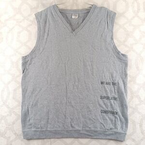 WESC Mens Grey Sleeveless Sweatshirt Vest L We Are The Superlative Conspiracy